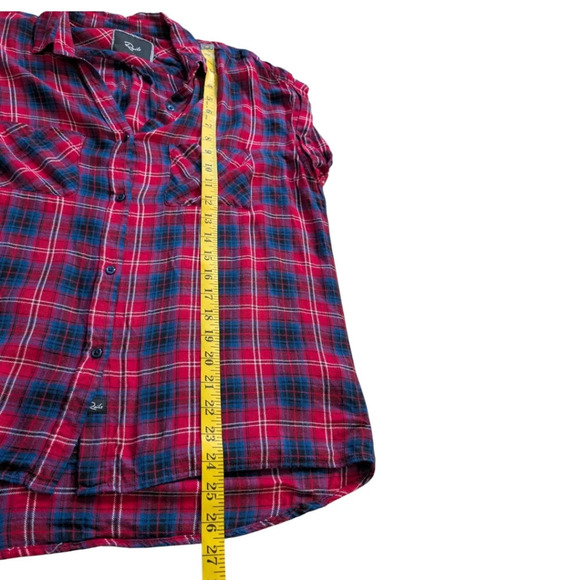 Rails Britt Short Sleeve Button Down Shirt Raspberry Navy Grunge Y2K Women's Med - Picture 12 of 12